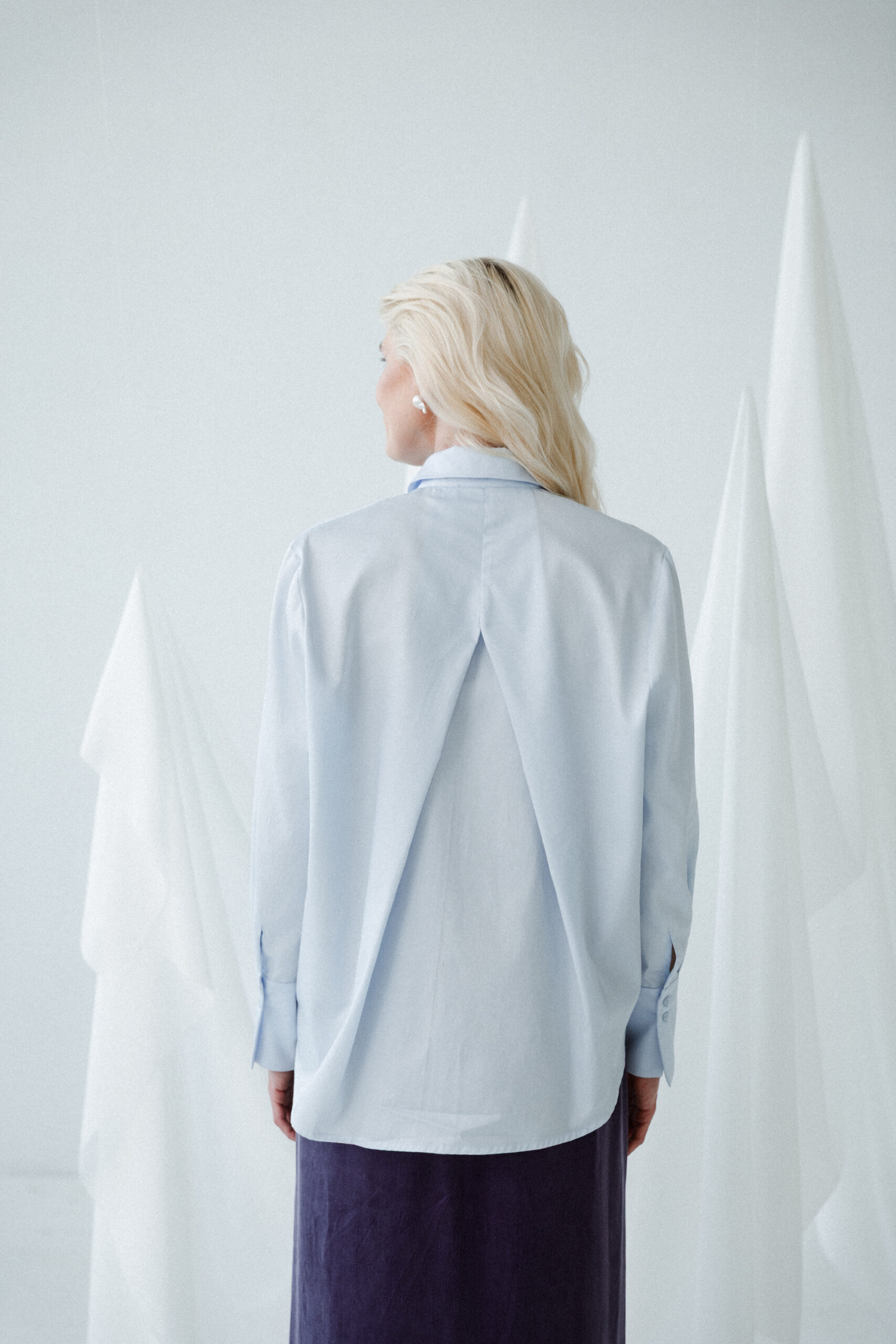 koszula z wiązaniem FLOW ice blue - obrazek 5