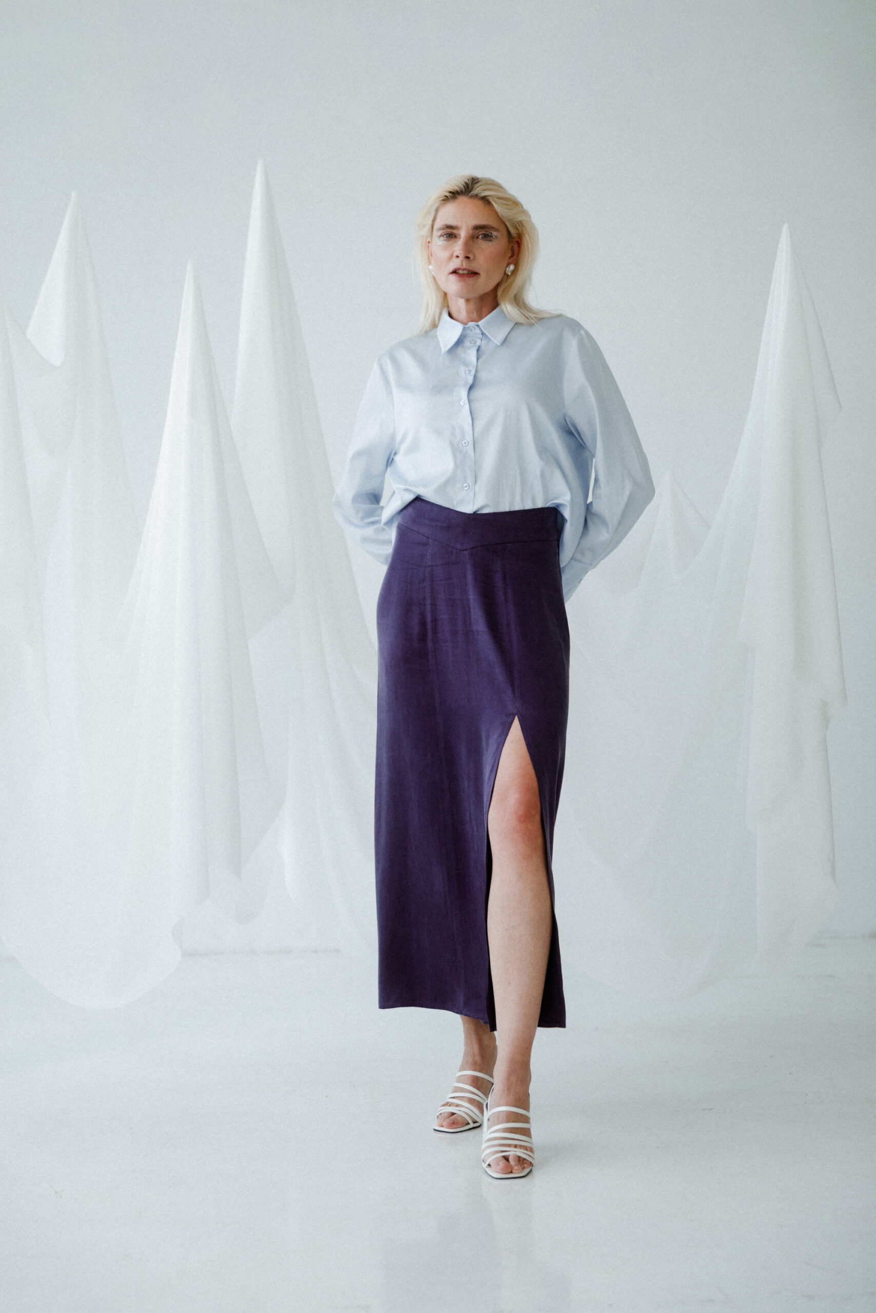 koszula z wiązaniem FLOW ice blue - obrazek 11