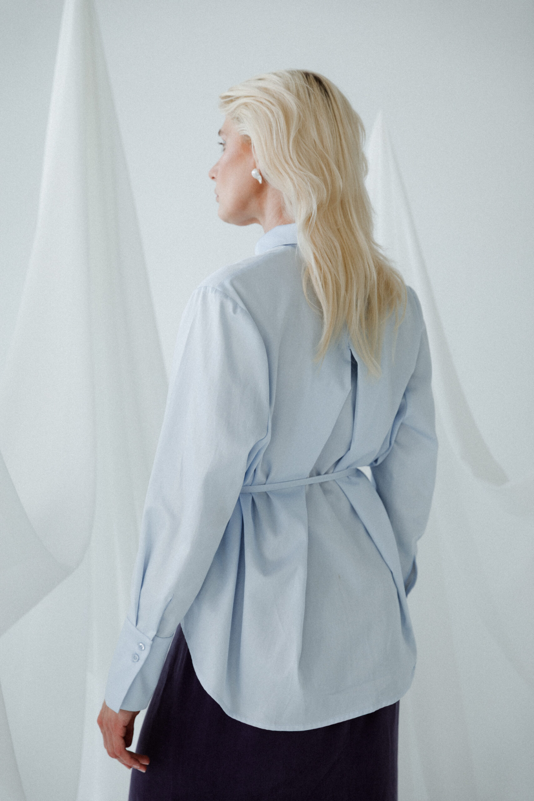 koszula z wiązaniem FLOW ice blue - obrazek 12
